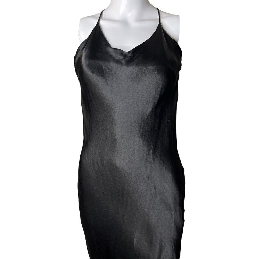 Top Shop Silky Criss Cross Back Formal Dress Black Size 4 - Picture 2 of 4